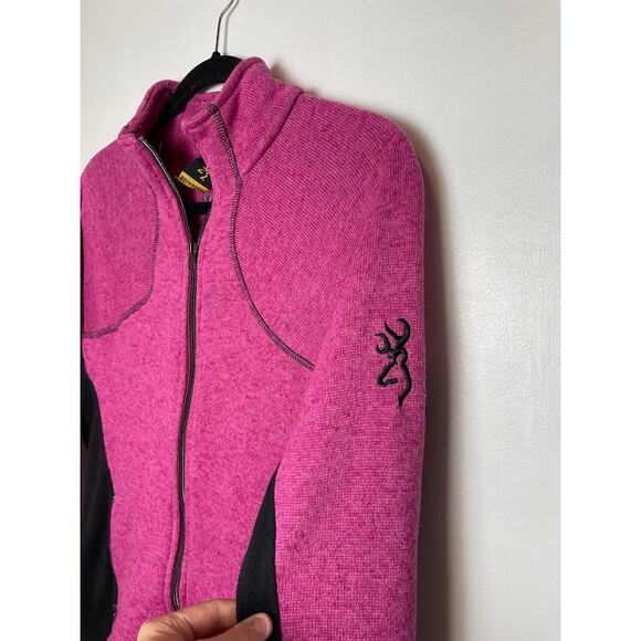 Browning Fleece Womens Medium Pink Full Zip Long Sleeve Jacket Light Weight Coat - Picture 4 of 14